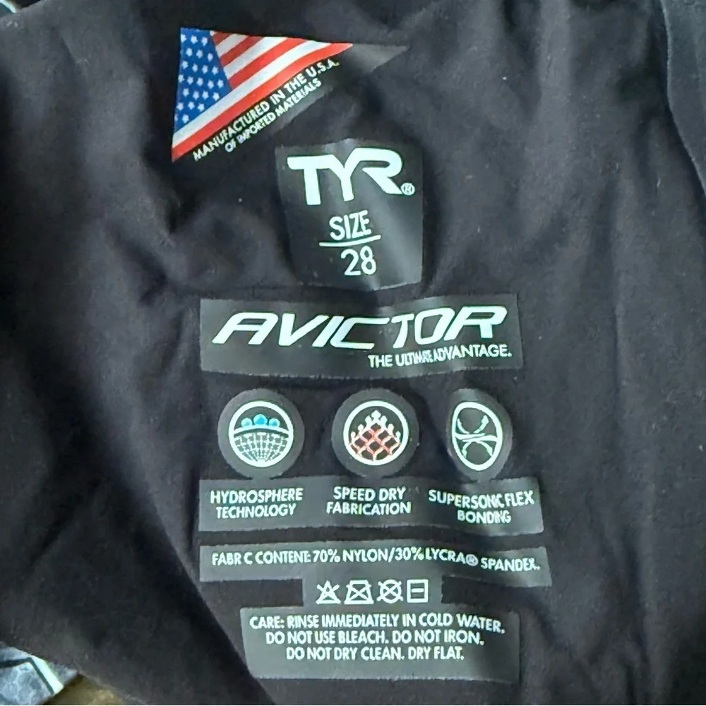 TYR Avictor Super Nova Open Back Tech Swimsuit Black and Gray Size 28, 29